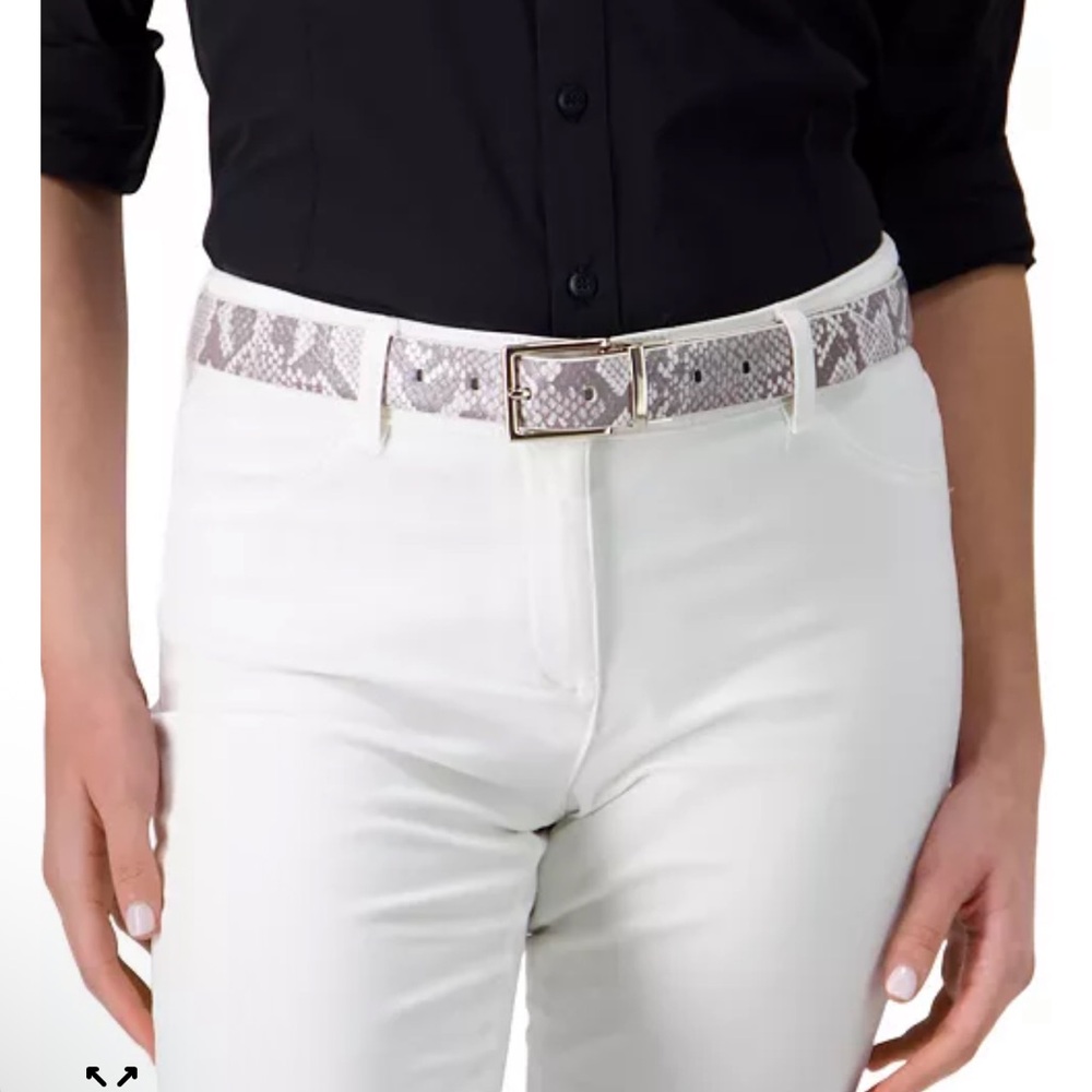 Calvin Klein Women’s Reversible Snakeskin Print Leather Belt NWOT L